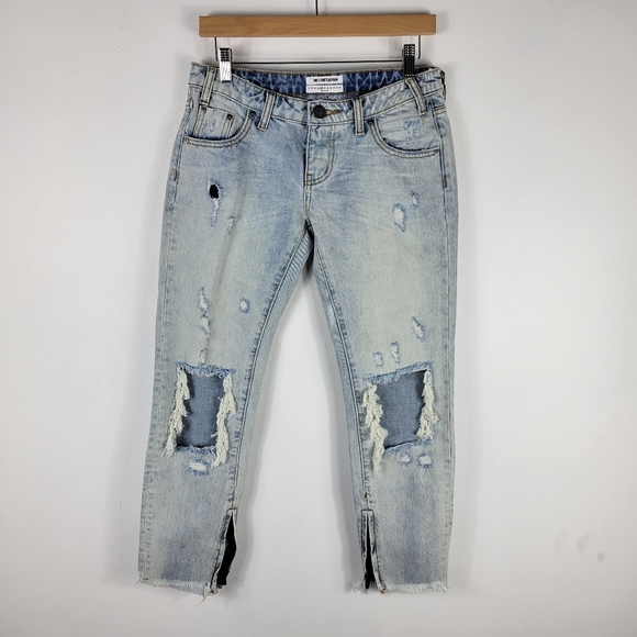 NEW One Teaspoon Freebirds Rigid Low Rise Distressed Ankle Zip Skinny Jeans - Picture 2 of 13